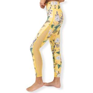 Zyia Active Yellow Multicolor Floral Mesh Panels High Rise Leggings Youth 12